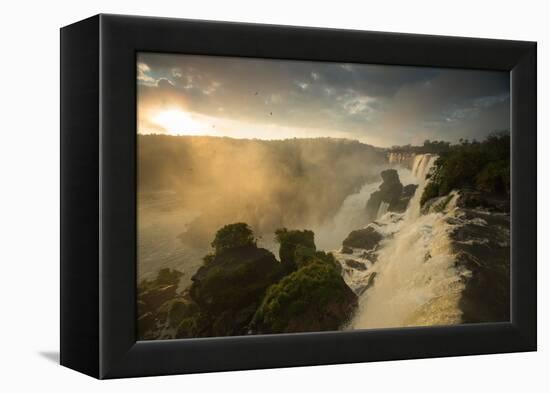 Iguazu Falls at Sunset with Salto Mbigua in the Foreground-Alex Saberi-Framed Premier Image Canvas