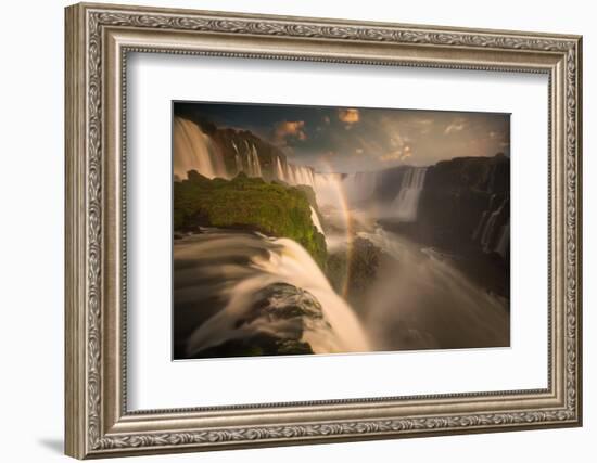 Iguazu Falls Waterfall at Sunset-Alex Saberi-Framed Photographic Print