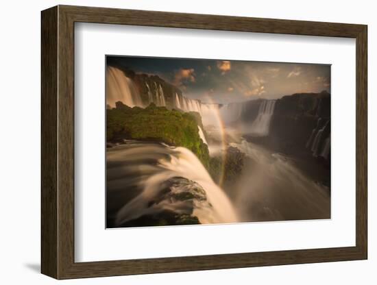 Iguazu Falls Waterfall at Sunset-Alex Saberi-Framed Photographic Print