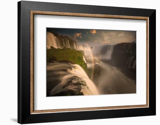 Iguazu Falls Waterfall at Sunset-Alex Saberi-Framed Photographic Print