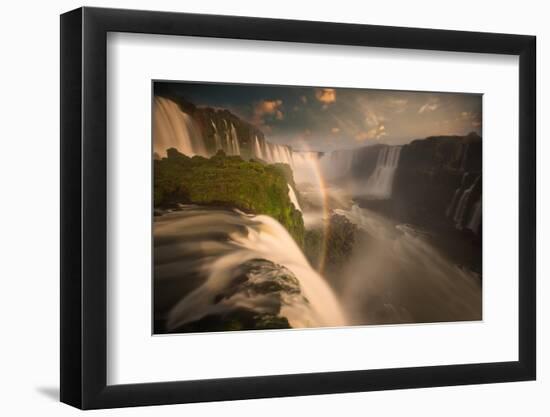 Iguazu Falls Waterfall at Sunset-Alex Saberi-Framed Photographic Print