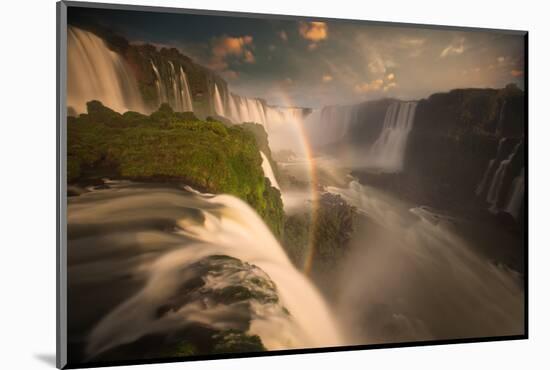 Iguazu Falls Waterfall at Sunset-Alex Saberi-Mounted Photographic Print
