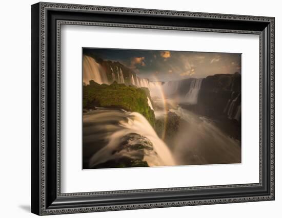 Iguazu Falls Waterfall at Sunset-Alex Saberi-Framed Photographic Print