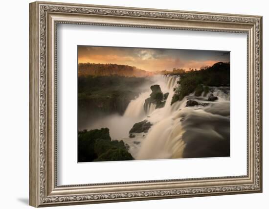 Iguazu Falls Waterfall at Sunset-Alex Saberi-Framed Photographic Print