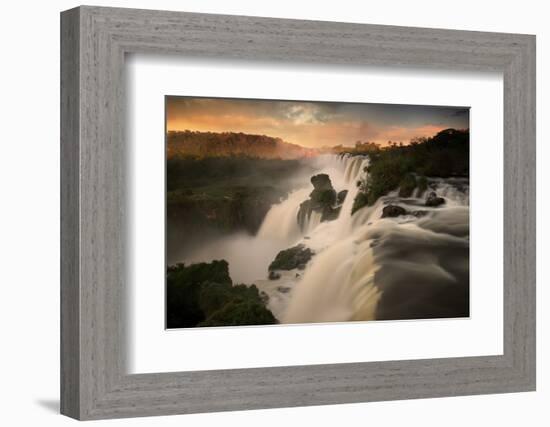 Iguazu Falls Waterfall at Sunset-Alex Saberi-Framed Photographic Print