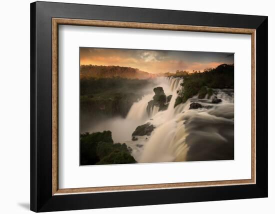 Iguazu Falls Waterfall at Sunset-Alex Saberi-Framed Photographic Print