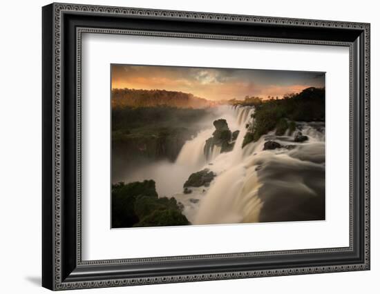 Iguazu Falls Waterfall at Sunset-Alex Saberi-Framed Photographic Print