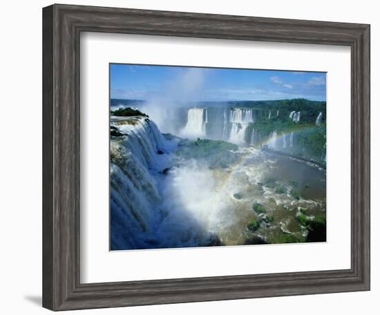 Iguazu Waterfalls and Rainbow.-Joseph Sohm-Framed Photographic Print