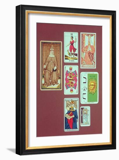 II the High Priestess, Seven Tarot Cards from Different Packs-null-Framed Giclee Print