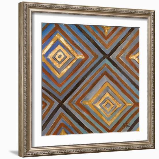 Ikat and Pattern with Gold-Patricia Pinto-Framed Art Print