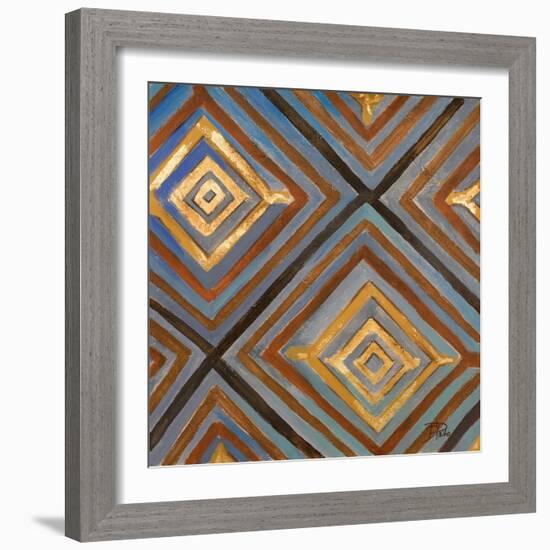 Ikat and Pattern with Gold-Patricia Pinto-Framed Art Print