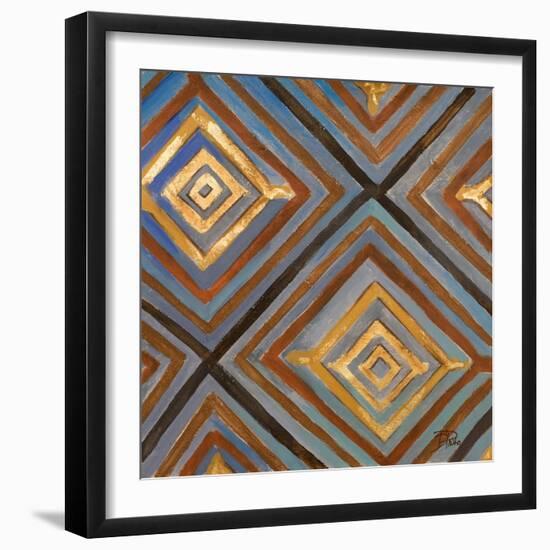 Ikat and Pattern with Gold-Patricia Pinto-Framed Art Print