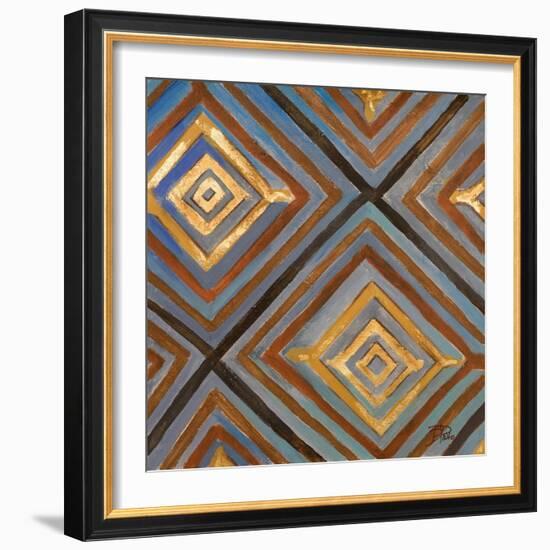 Ikat and Pattern with Gold-Patricia Pinto-Framed Art Print