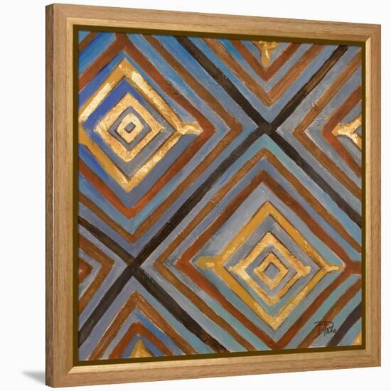 Ikat and Pattern with Gold-Patricia Pinto-Framed Stretched Canvas