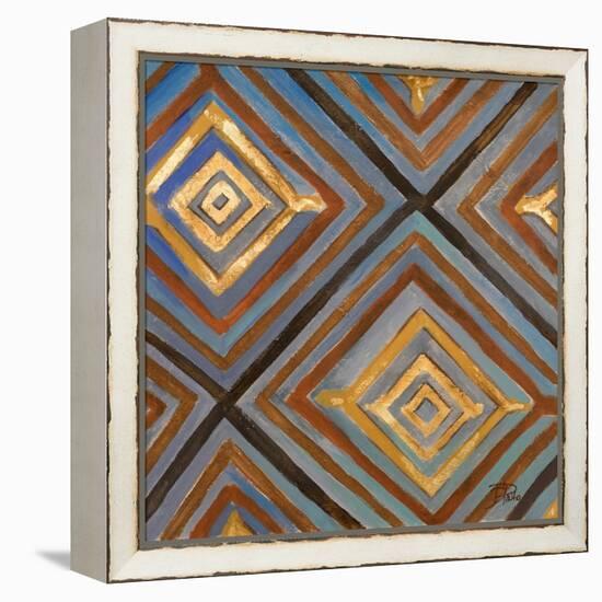 Ikat and Pattern with Gold-Patricia Pinto-Framed Stretched Canvas