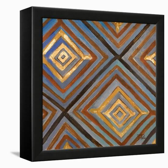 Ikat and Pattern with Gold-Patricia Pinto-Framed Stretched Canvas