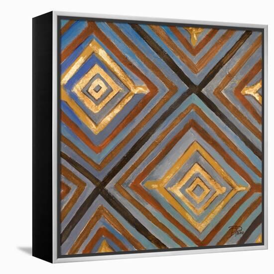 Ikat and Pattern with Gold-Patricia Pinto-Framed Stretched Canvas