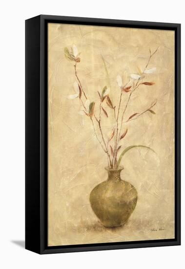 Ikebana White Blossoms-Cheri Blum-Framed Stretched Canvas