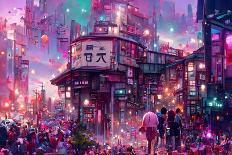 Anime Street Scene Computer Generated-iKinoto-Photographic Print