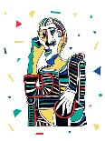 Picasso Portrait. Vector Illustration. Mosaic RGB Style-iku4-Framed Art Print
