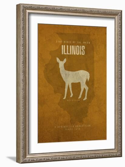 IL State Minimalist Posters-Red Atlas Designs-Framed Giclee Print