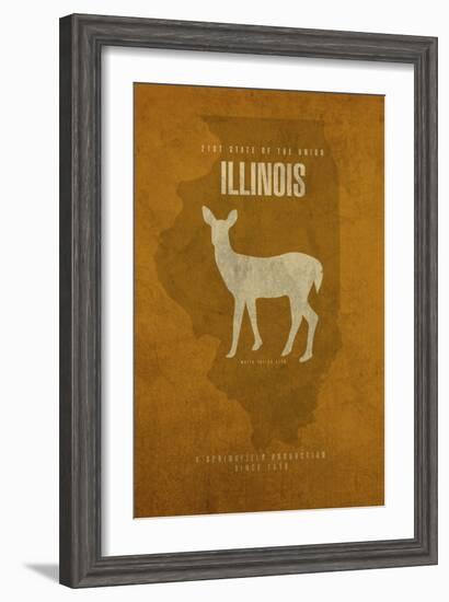 IL State Minimalist Posters-Red Atlas Designs-Framed Giclee Print