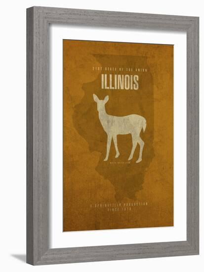 IL State Minimalist Posters-Red Atlas Designs-Framed Giclee Print