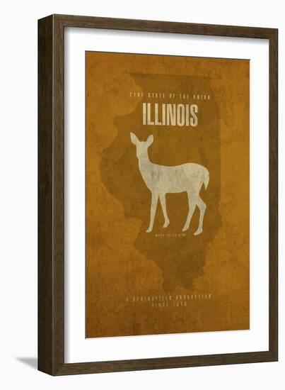 IL State Minimalist Posters-Red Atlas Designs-Framed Giclee Print