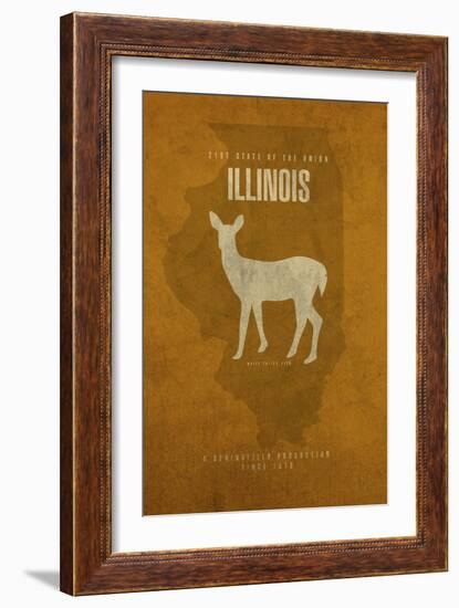 IL State Minimalist Posters-Red Atlas Designs-Framed Giclee Print