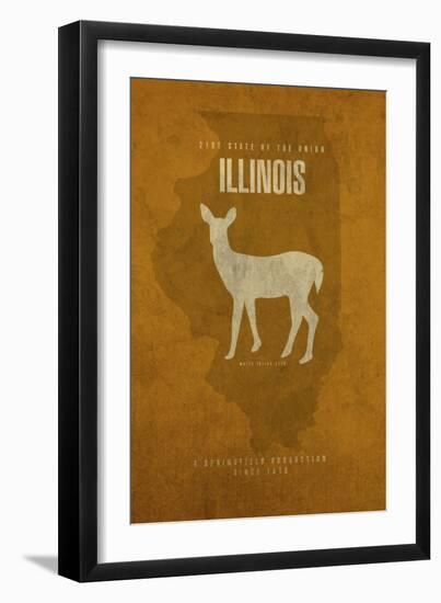 IL State Minimalist Posters-Red Atlas Designs-Framed Giclee Print