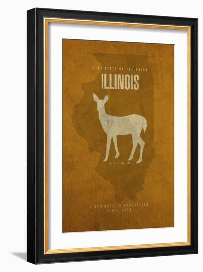 IL State Minimalist Posters-Red Atlas Designs-Framed Giclee Print