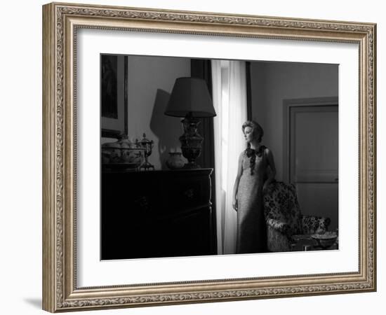 Ilaria Occhini Looks Out of the Window, in the Sitting Room of Her Flat-Marisa Rastellini-Framed Photographic Print