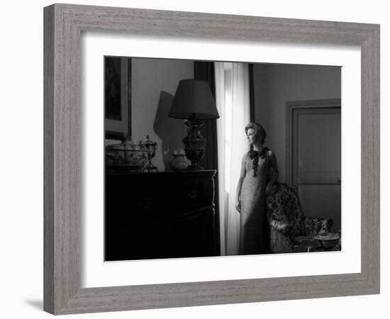 Ilaria Occhini Looks Out of the Window, in the Sitting Room of Her Flat-Marisa Rastellini-Framed Photographic Print