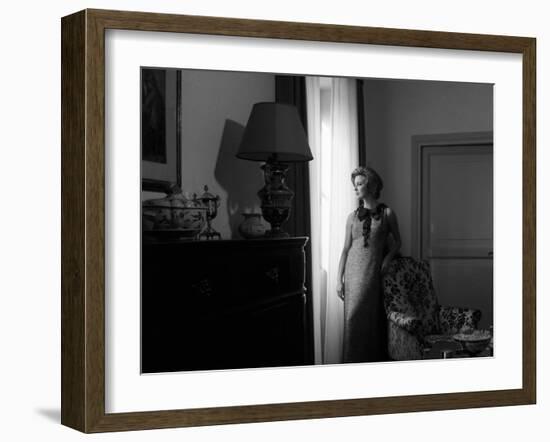 Ilaria Occhini Looks Out of the Window, in the Sitting Room of Her Flat-Marisa Rastellini-Framed Photographic Print