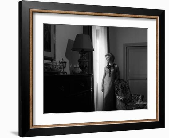 Ilaria Occhini Looks Out of the Window, in the Sitting Room of Her Flat-Marisa Rastellini-Framed Photographic Print