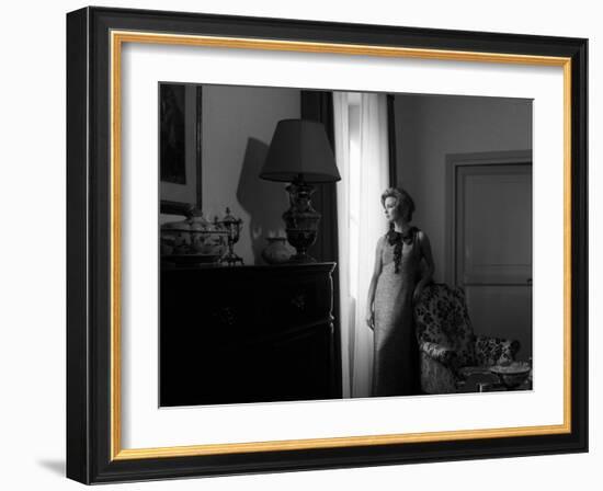 Ilaria Occhini Looks Out of the Window, in the Sitting Room of Her Flat-Marisa Rastellini-Framed Photographic Print