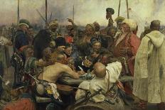 The Zaporozhye Cossacks Writing a Letter to the Turkish Sultan, 1880-91-Ilja Efimowitsch Repin-Framed Premier Image Canvas