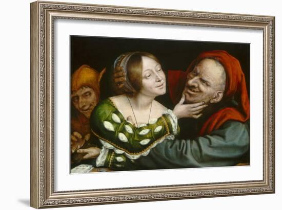 Ill-Matched Lovers, 1520-25-Quentin Massys-Framed Art Print