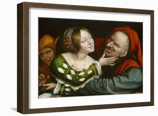 Ill-Matched Lovers, 1520-25-Quentin Massys-Framed Art Print