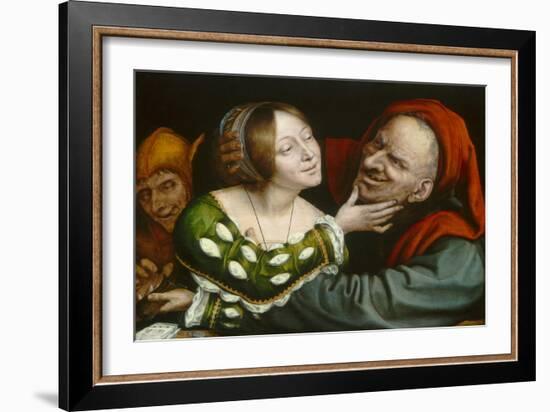 Ill-Matched Lovers, 1520-25-Quentin Massys-Framed Art Print