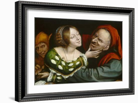 Ill-Matched Lovers, 1520-25-Quentin Massys-Framed Art Print