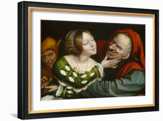 Ill-Matched Lovers, 1520-25-Quentin Massys-Framed Art Print