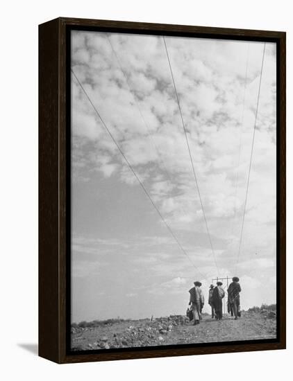 Illegal Immigrants from Mexico Following Power Lines North Into Us-Loomis Dean-Framed Premier Image Canvas