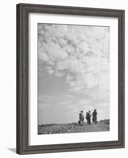 Illegal Immigrants from Mexico Following Power Lines North Into Us-Loomis Dean-Framed Photographic Print