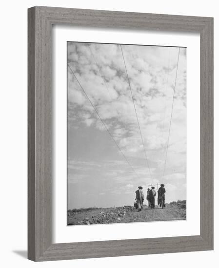 Illegal Immigrants from Mexico Following Power Lines North Into Us-Loomis Dean-Framed Photographic Print