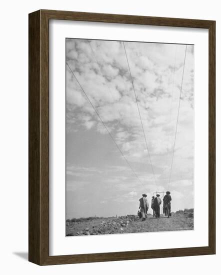 Illegal Immigrants from Mexico Following Power Lines North Into Us-Loomis Dean-Framed Photographic Print