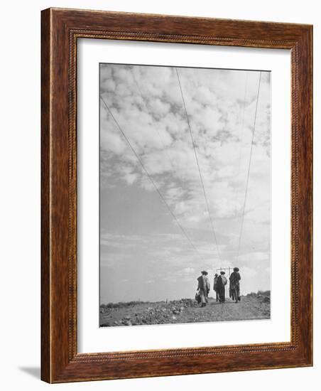 Illegal Immigrants from Mexico Following Power Lines North Into Us-Loomis Dean-Framed Photographic Print