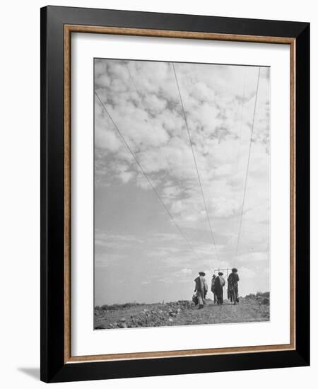 Illegal Immigrants from Mexico Following Power Lines North Into Us-Loomis Dean-Framed Photographic Print