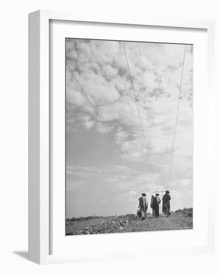 Illegal Immigrants from Mexico Following Power Lines North Into Us-Loomis Dean-Framed Photographic Print
