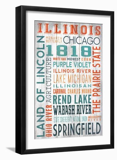 Illinois - Barnwood Typography-Lantern Press-Framed Art Print